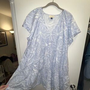 Floral Blue and White Dress